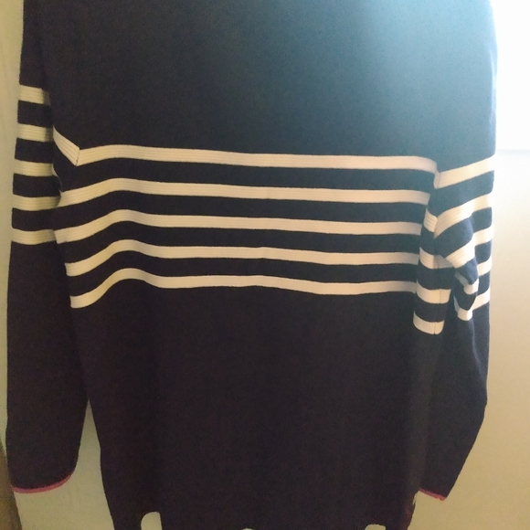 Blue sweater top with stripes size large 12/14 - Picture 2 of 6